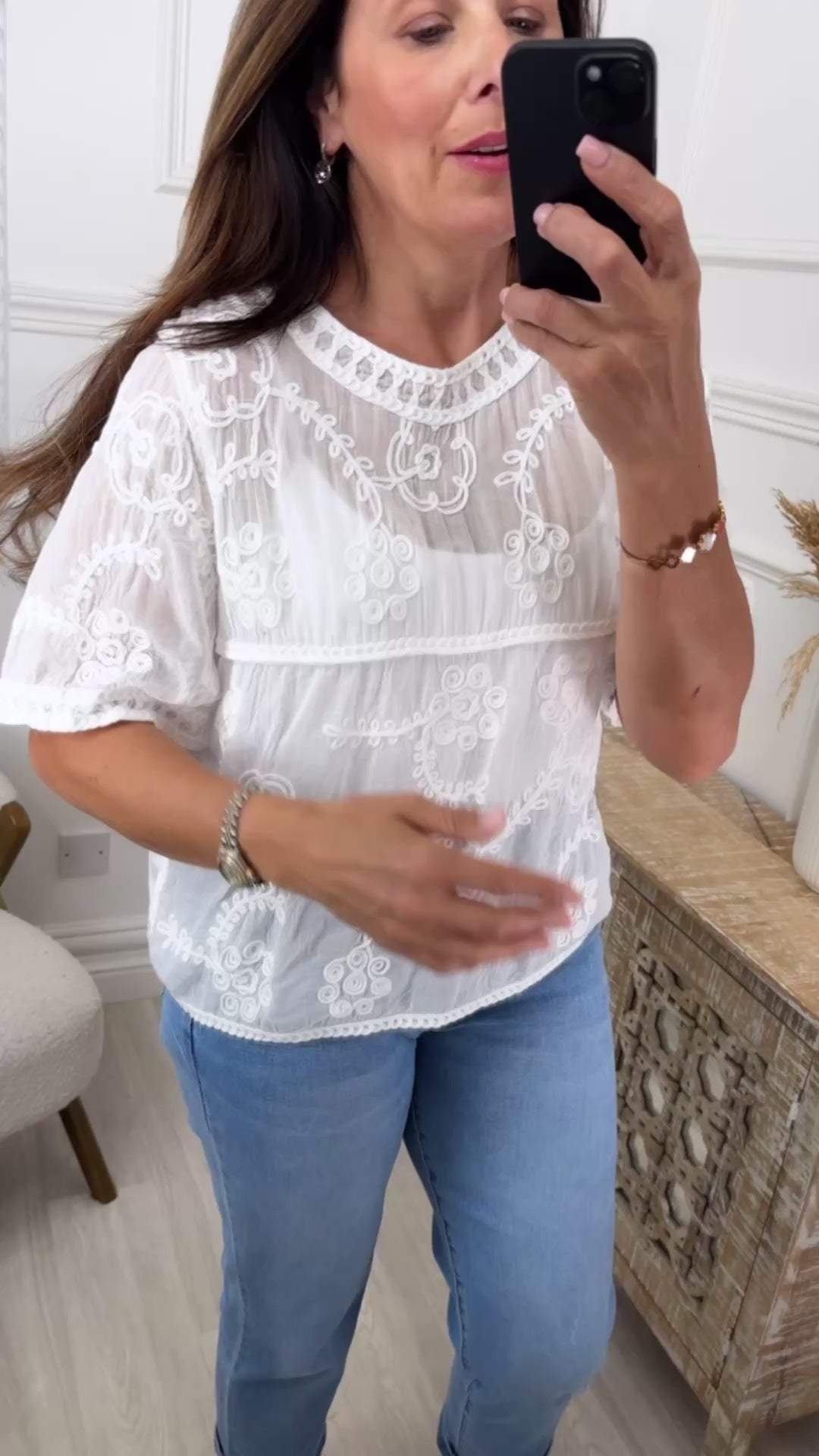Gilly White Broderie Top