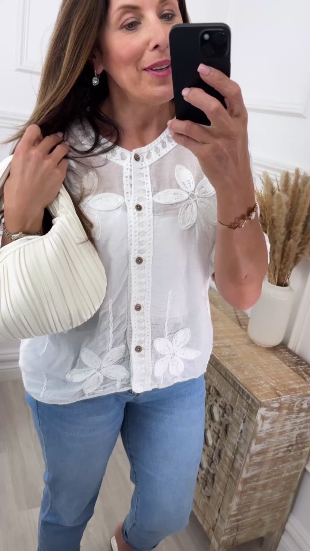 Faith White Button Top