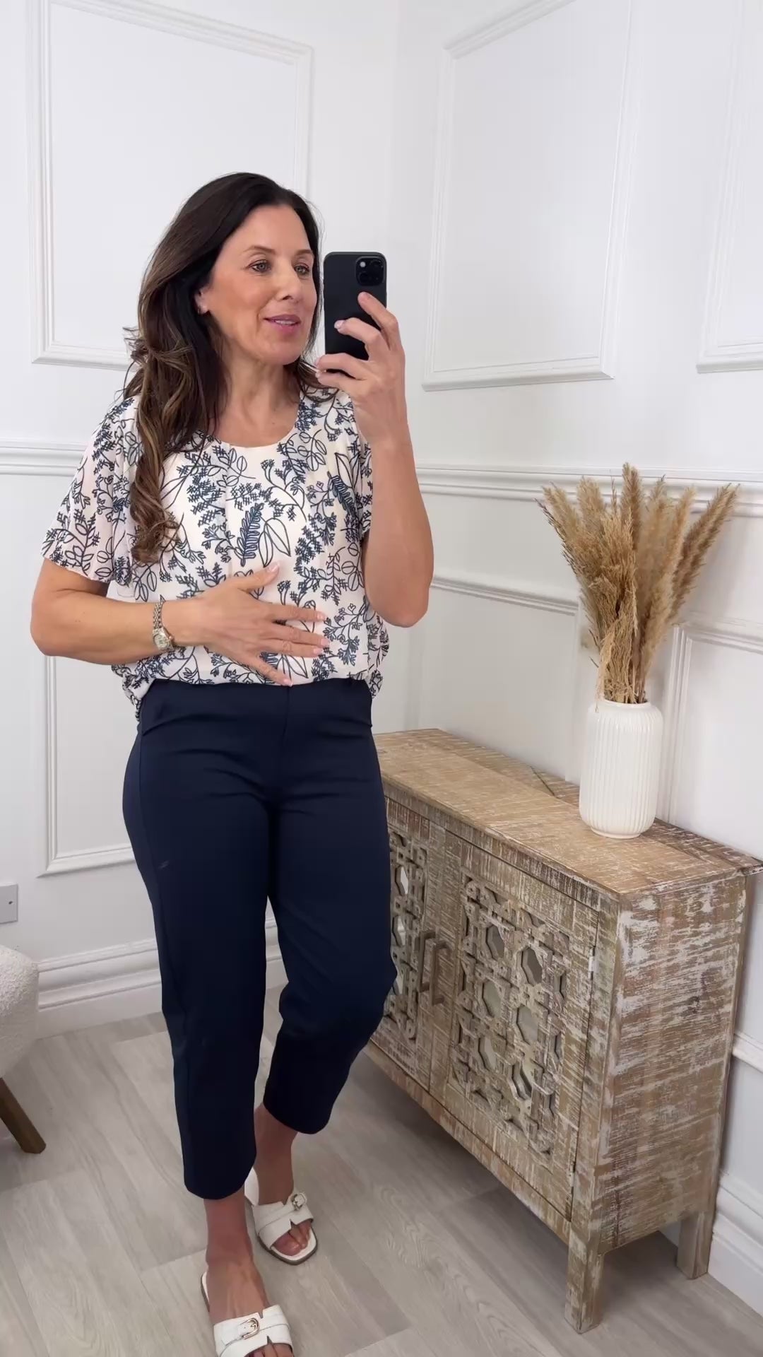 Dixie Navy Floral Print Blouse