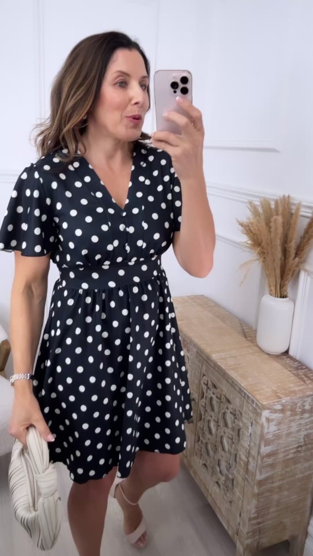 Sara Black Polka Dress