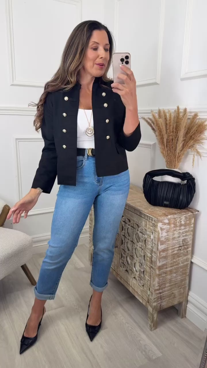 Anita Black Jacket with Frog Button