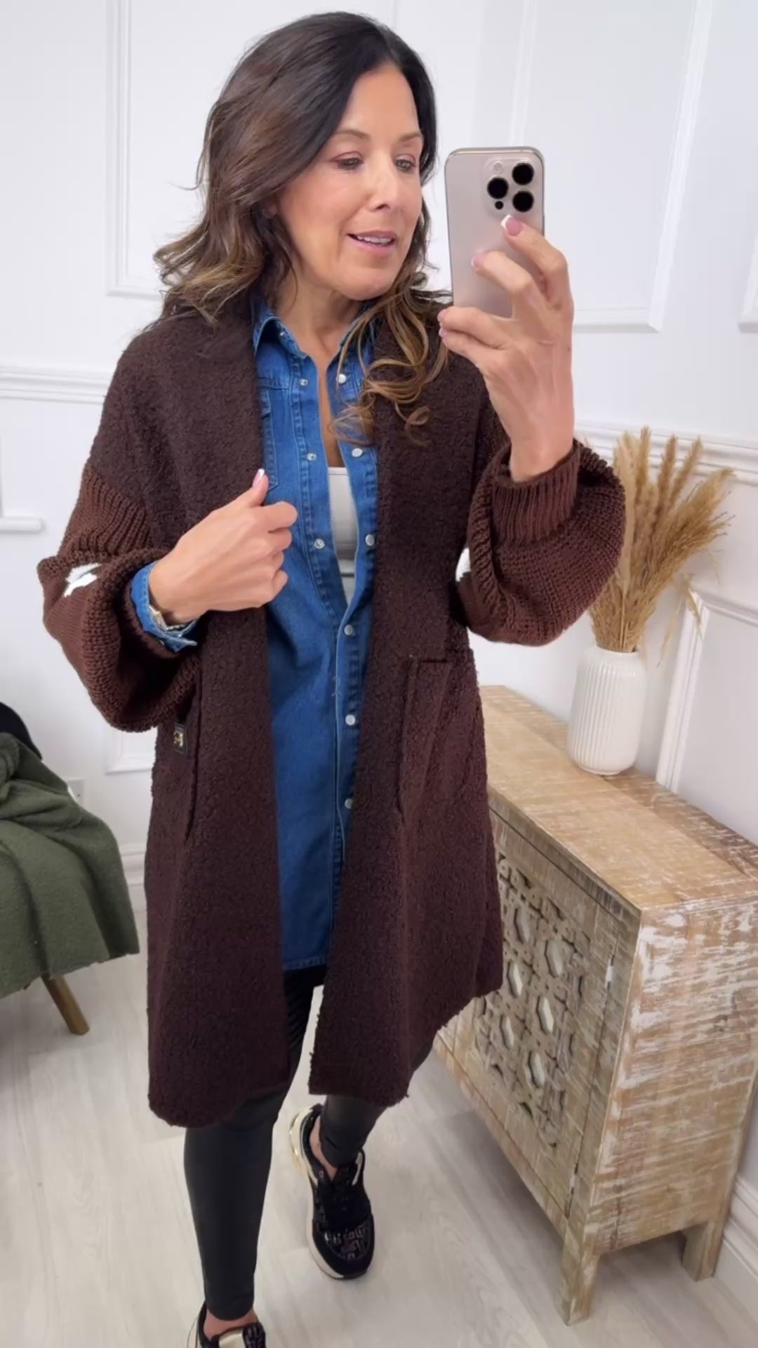Yvonne Dark Choco Heart Sleeve Coatigan