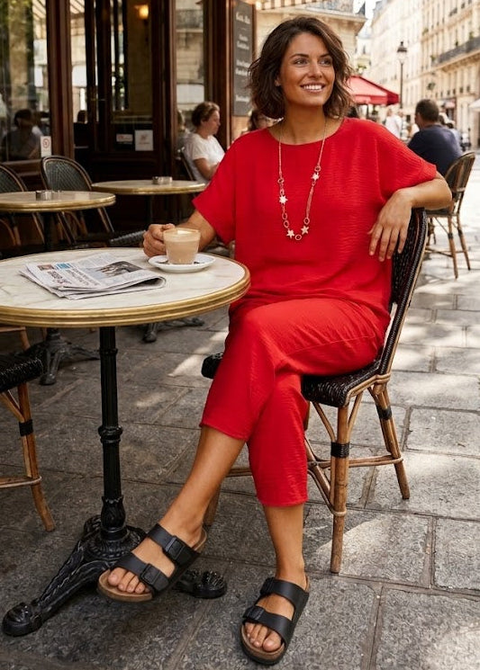 Portia Red Short Sleeve Set