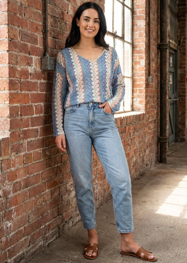 Rosslyn Blue Crochet Summer Sweater