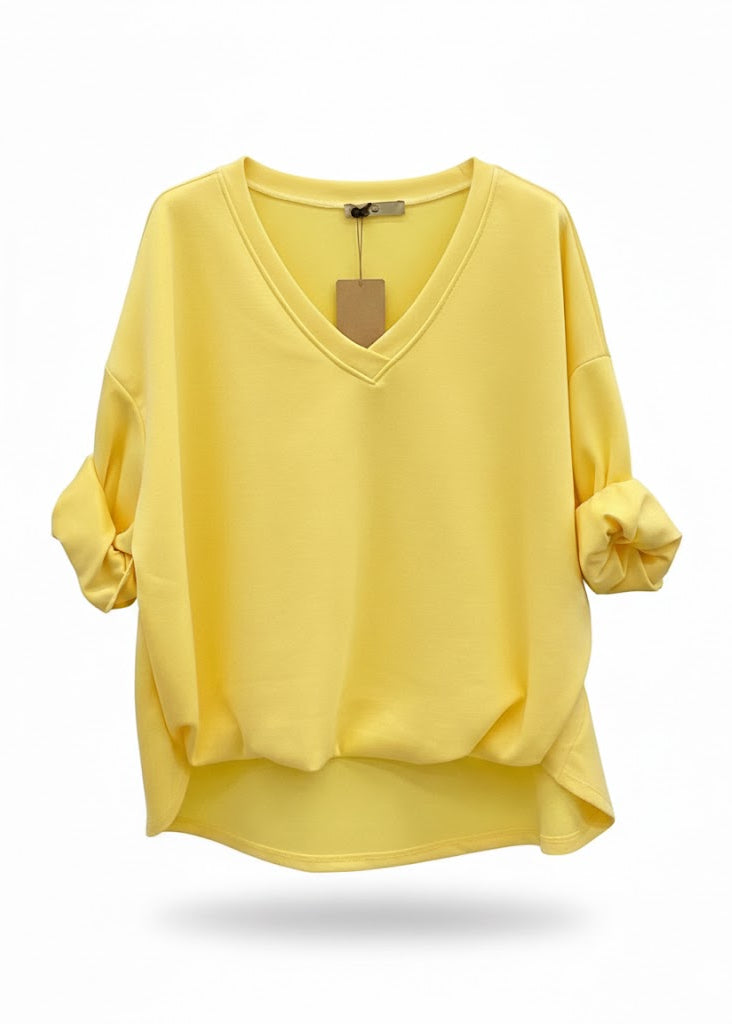 Georgette Yellow V Neck Top