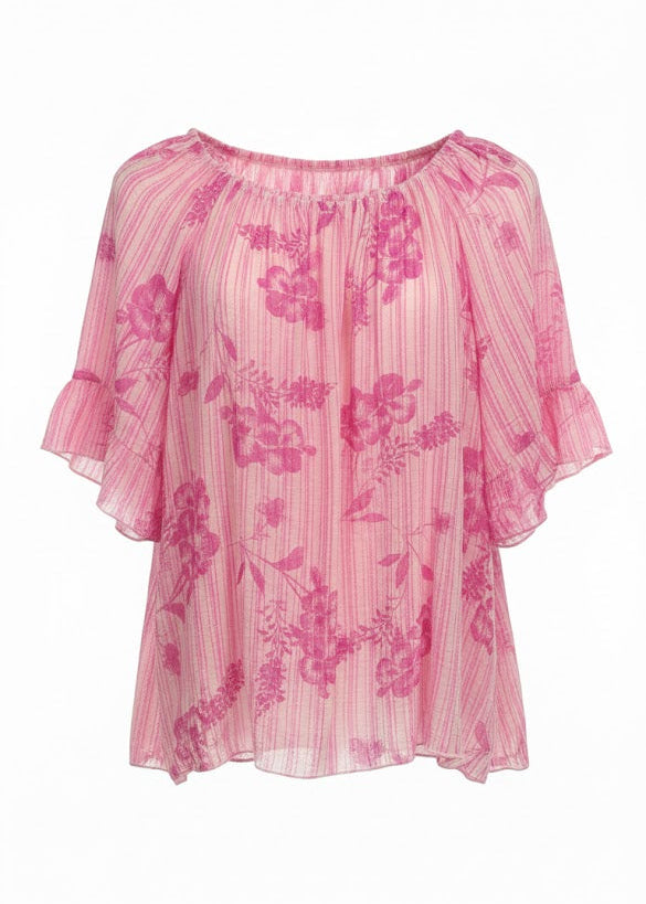 Violet Pink Floral Bardot Blouse