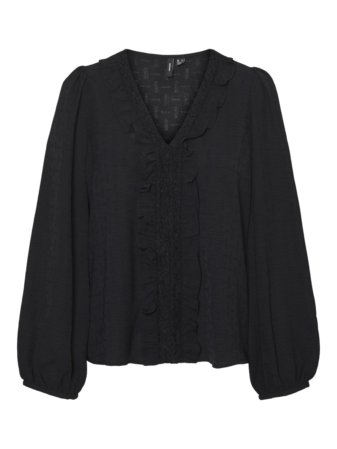 Caren Black Ruffle Detail Blouse