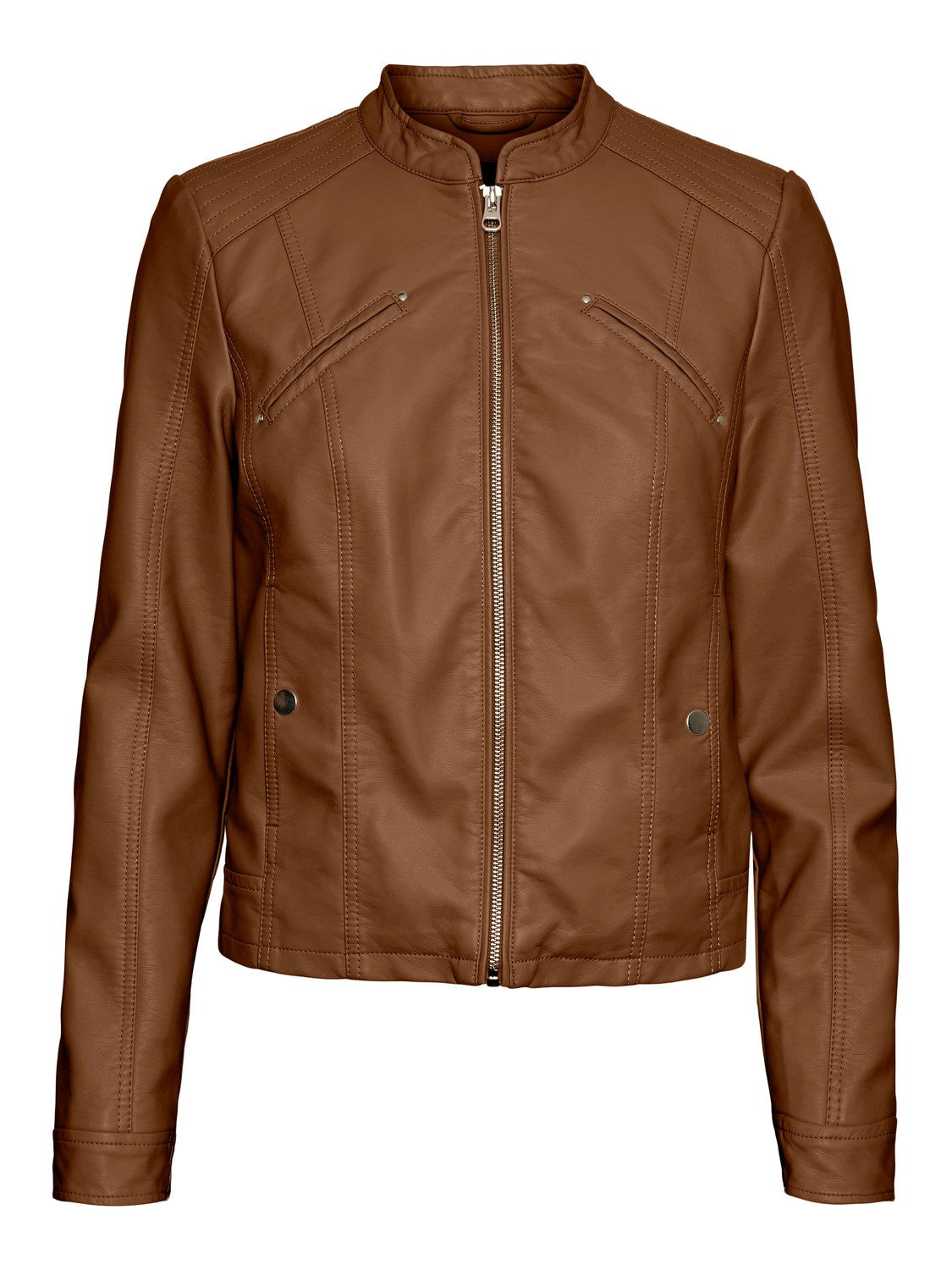 Favodona Cognac Coated Biker Jacket