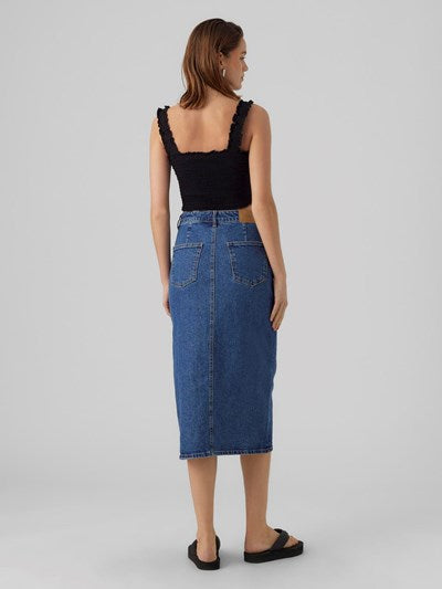 Veri Mid Blue Denim Midi Skirt