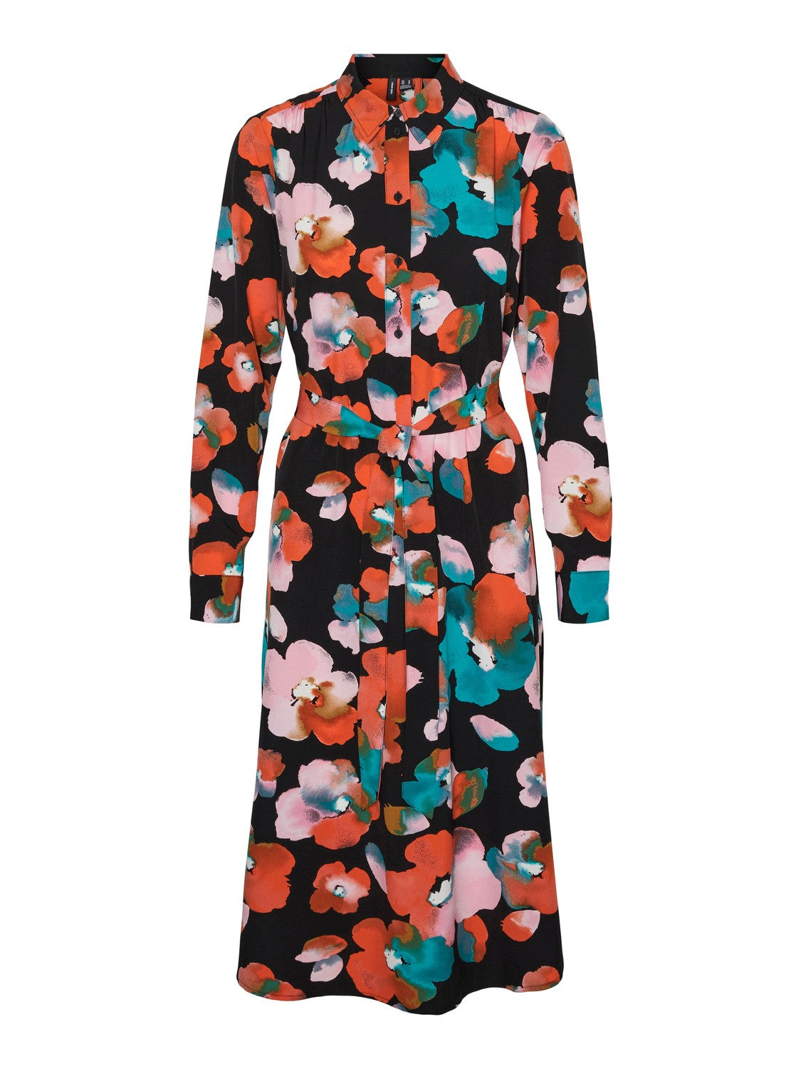 Siw Black Floral Print Midi Dress