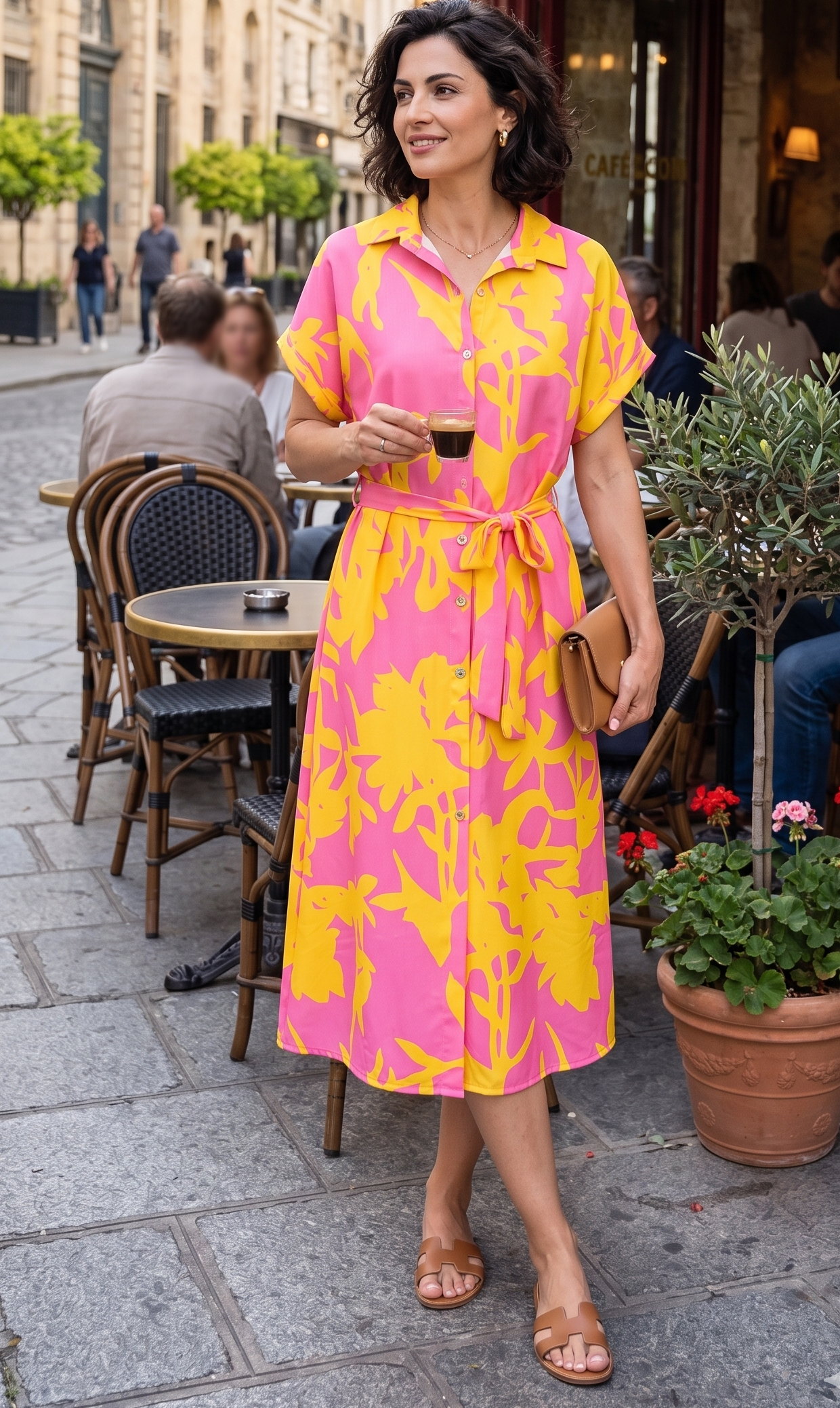 Shakira Yellow Pattern Shirt Dress