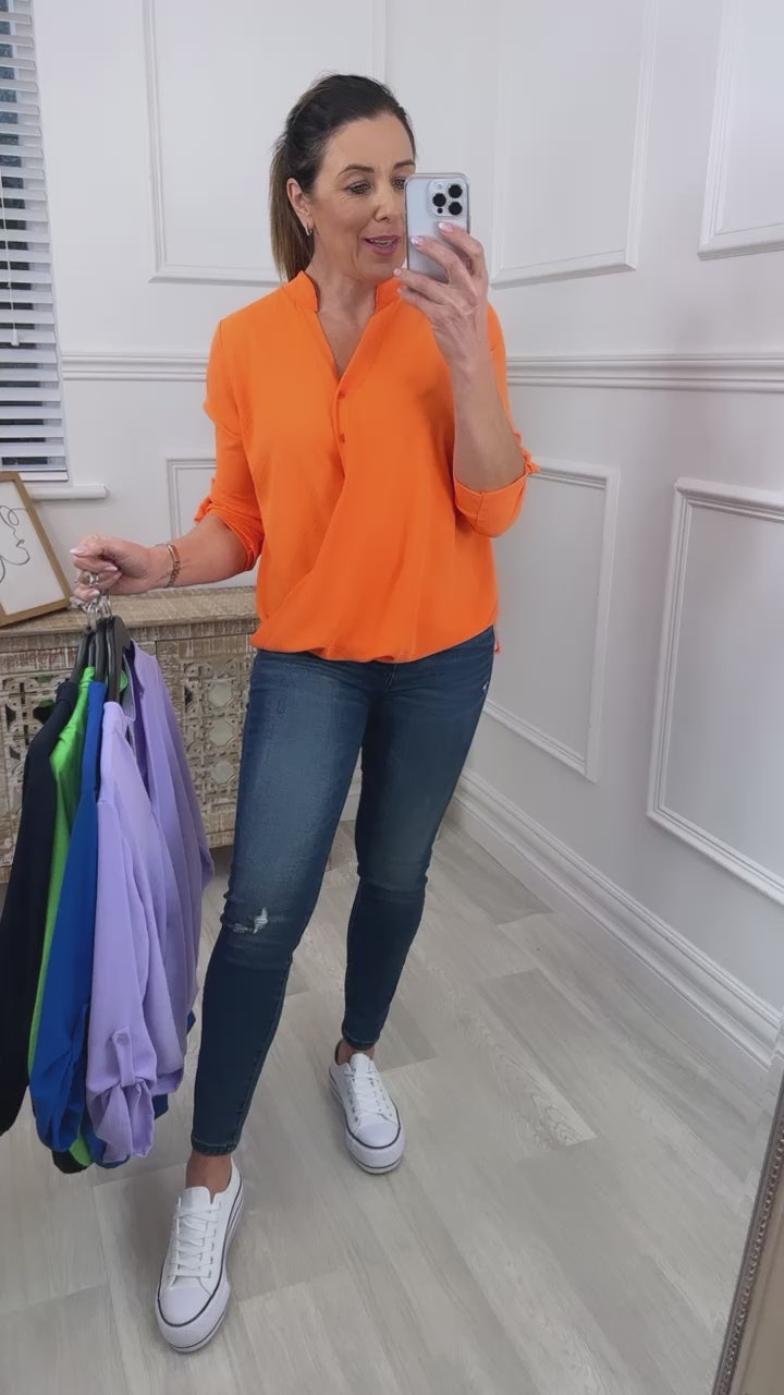 Darcy Orange Wrap Blouse