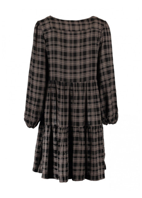 Mia Beige Check Smock Dress