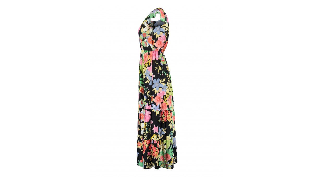 Galina Black Floral Wrap Dress
