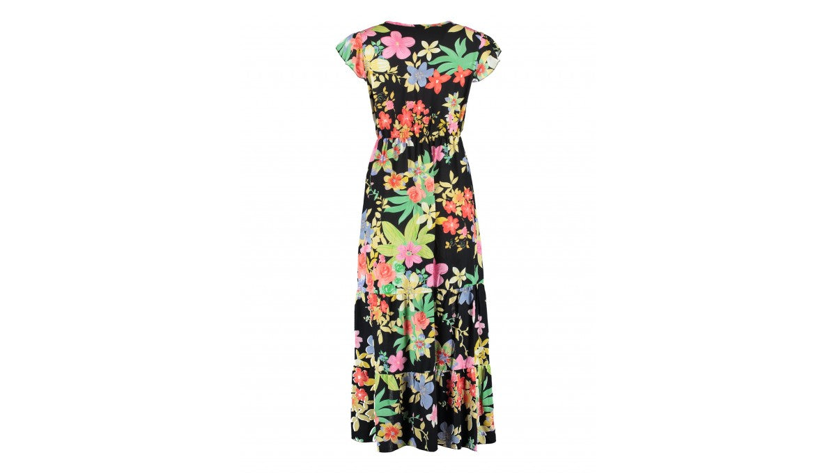 Galina Black Floral Wrap Dress