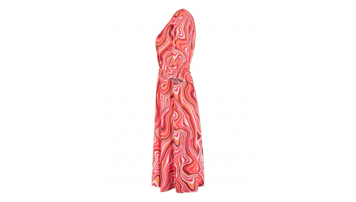 Karen Pink Waves Wrap Dress