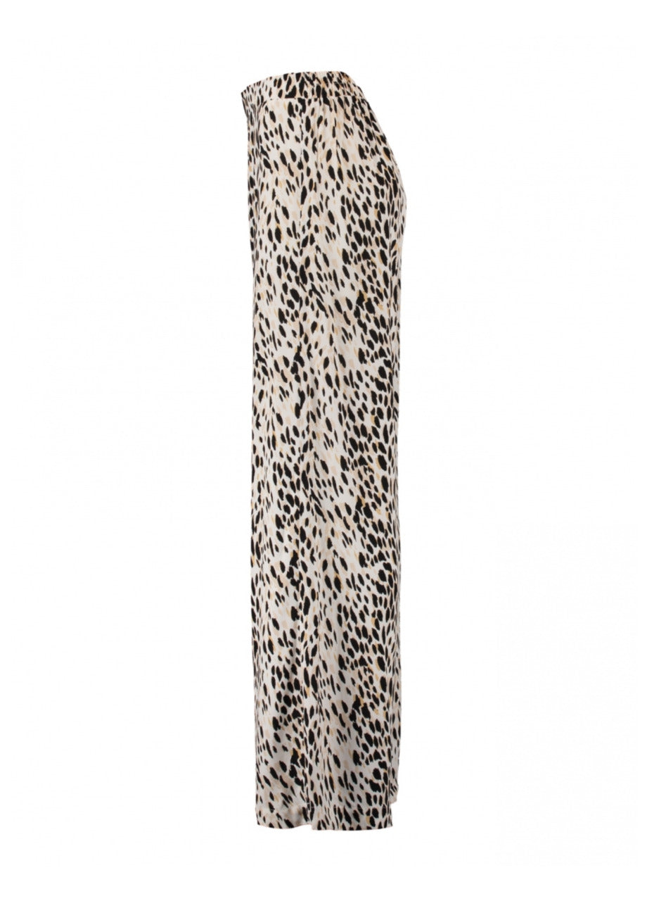 Talia Beige Leo Print Trousers