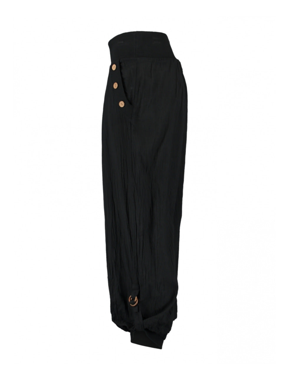 Jola Black Button Detail Harem Trousers