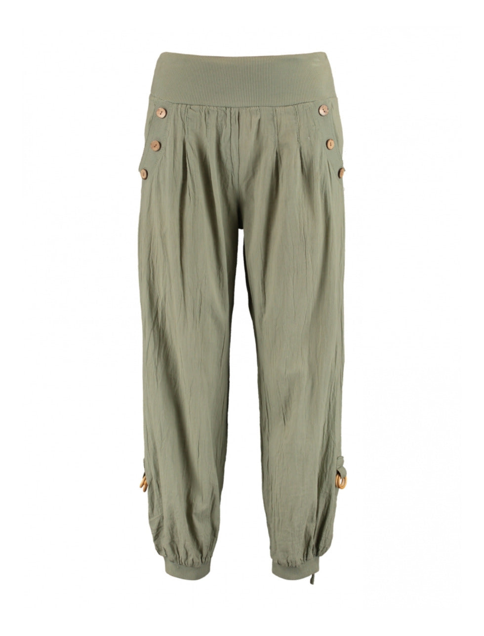 Jola Khaki Button Detail Harem Trousers