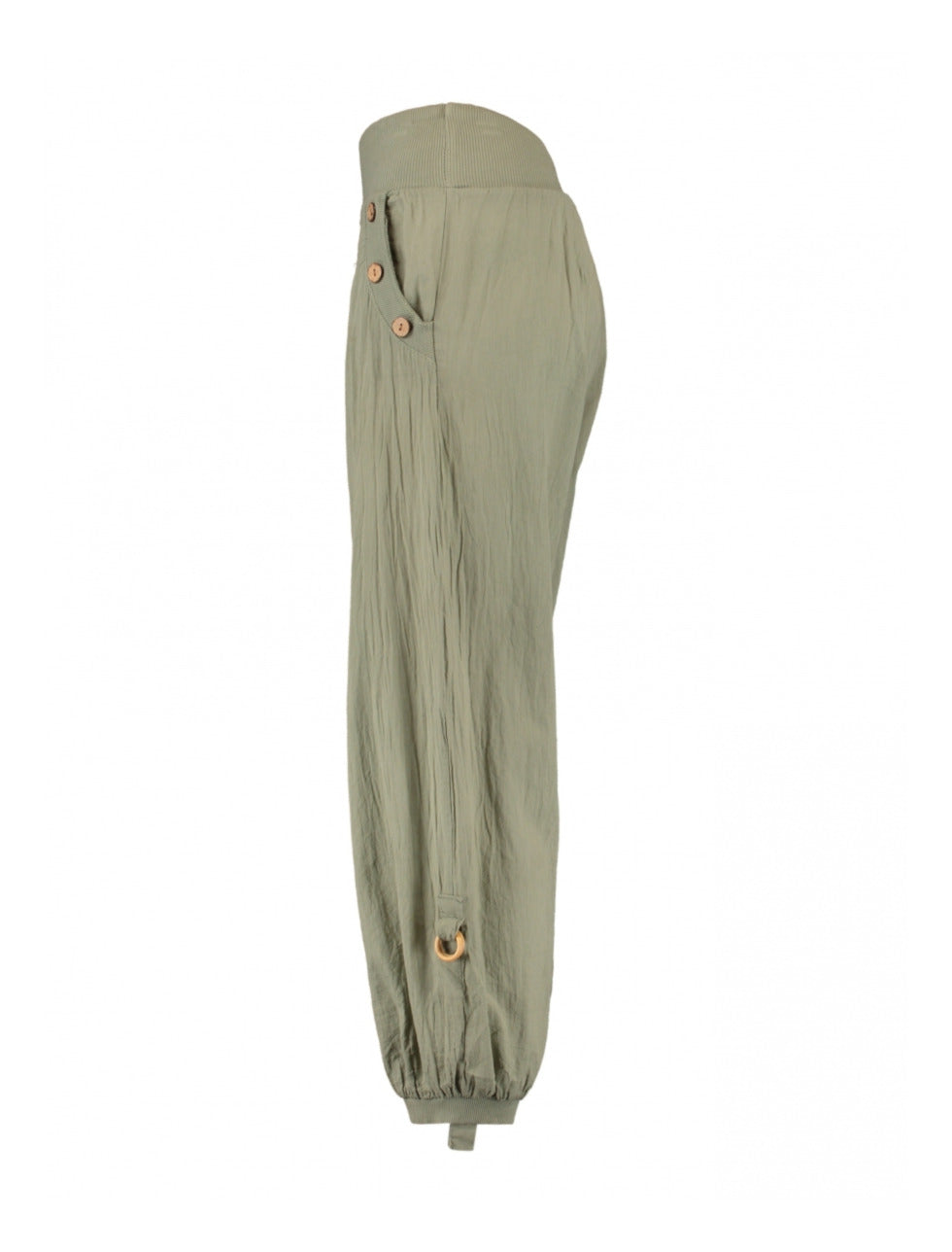 Jola Khaki Button Detail Harem Trousers