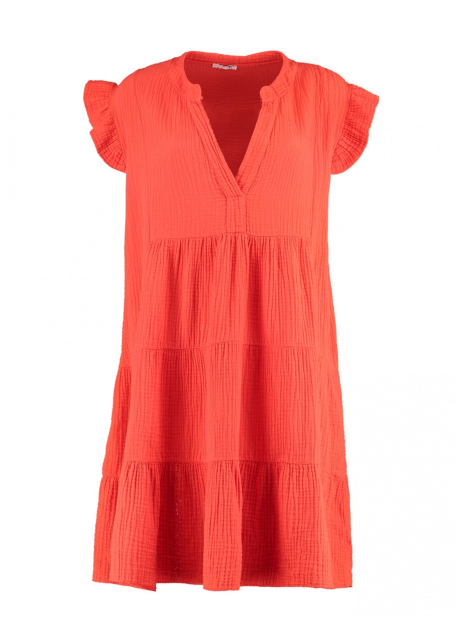 Marleen Grenadine Orange Smock Dress