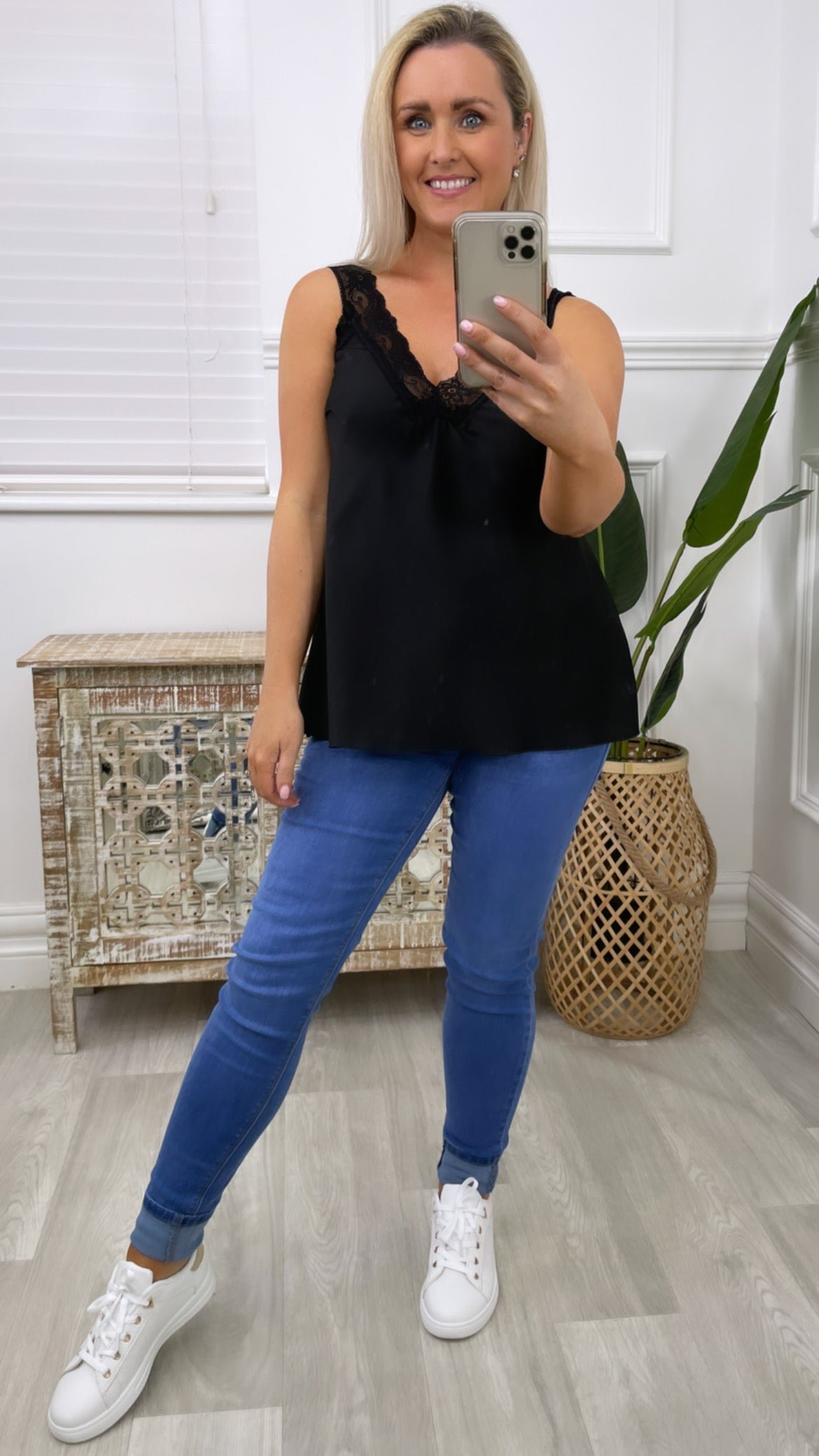 Morgana Black Lace Trim Cami