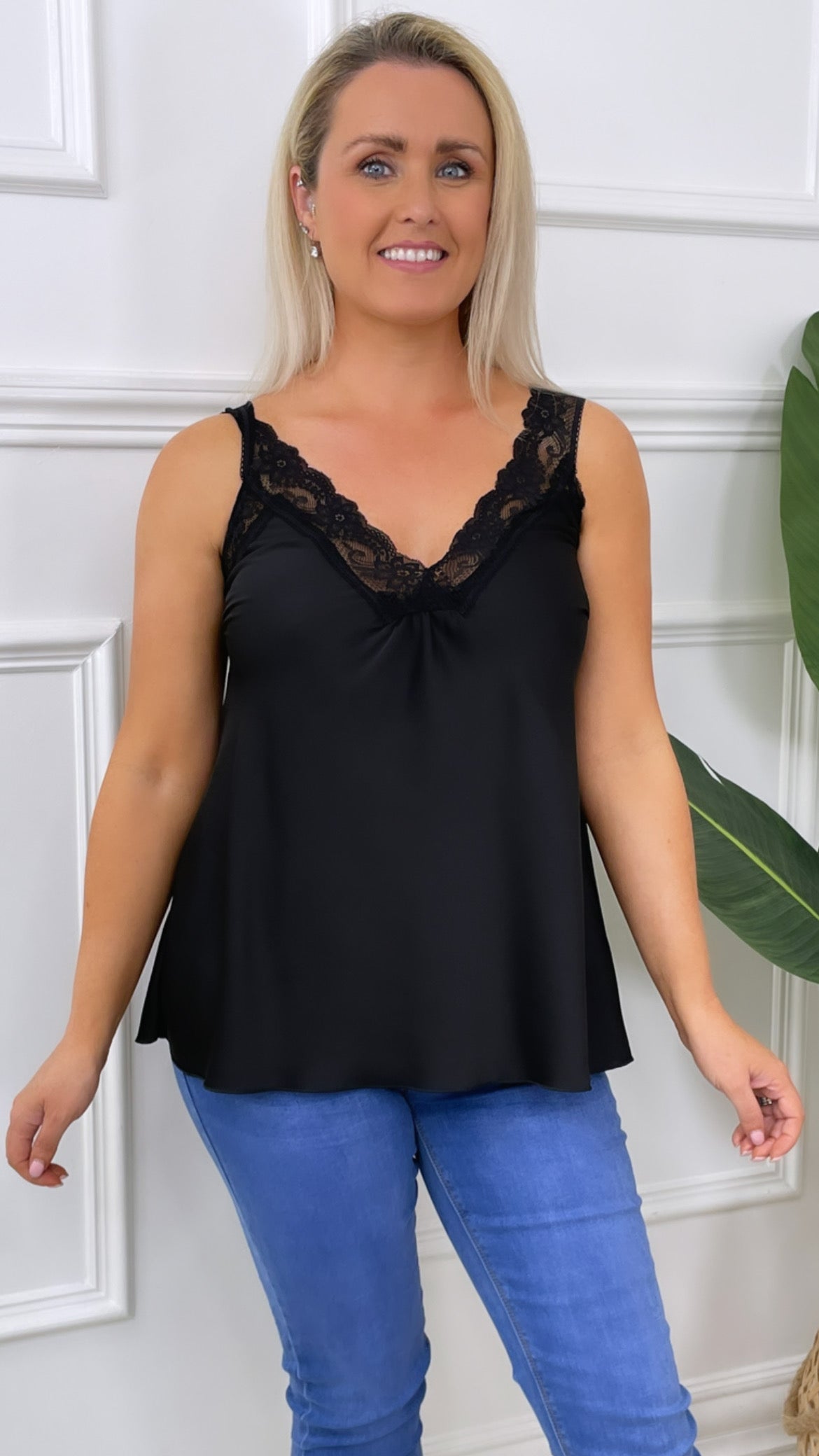 Morgana Black Lace Trim Cami