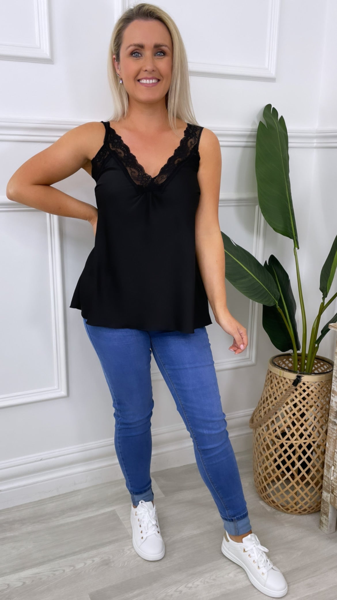 Morgana Black Lace Trim Cami