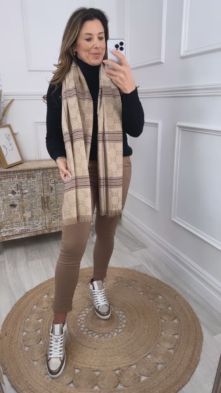 Pauline Beige Pattern Scarf