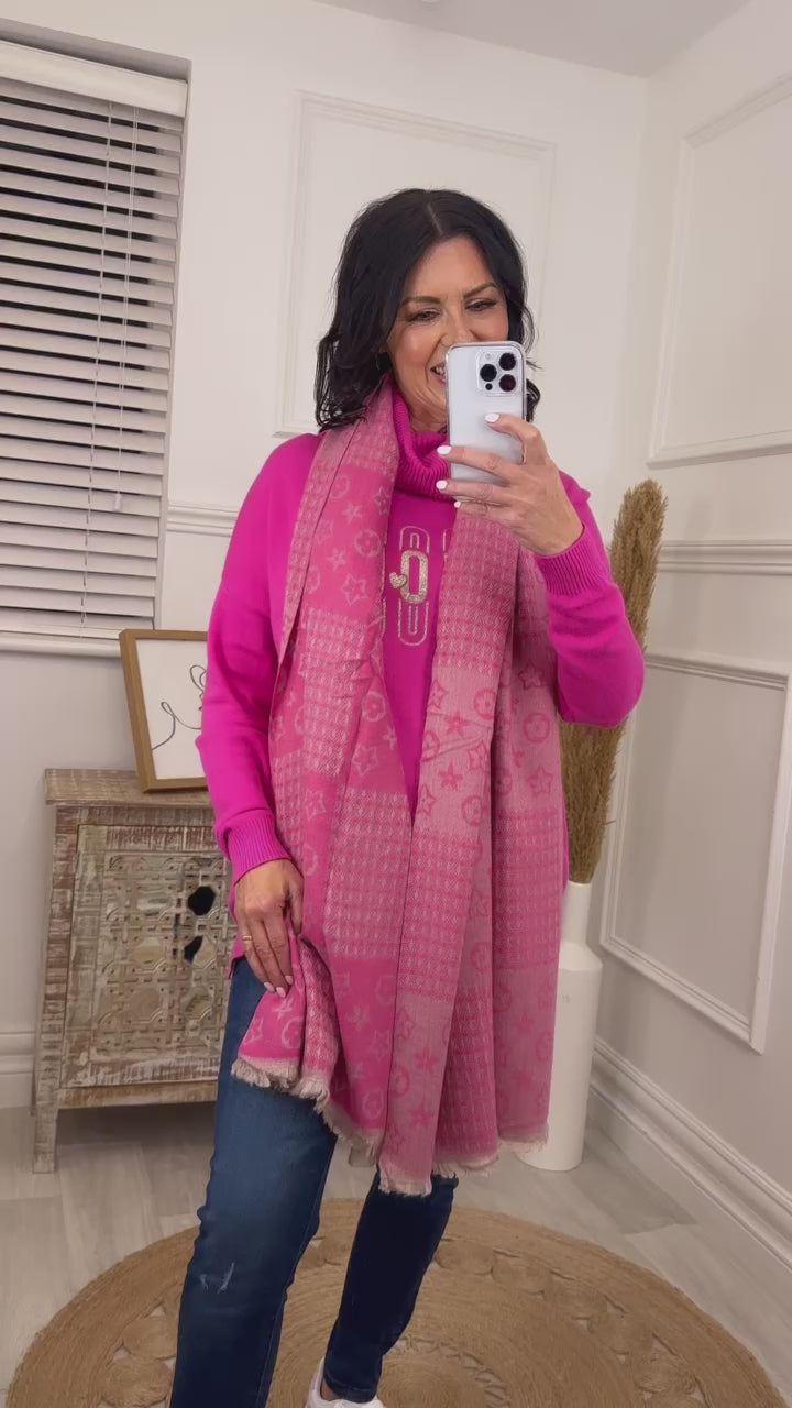 Cindy Pink Pattern Scarf