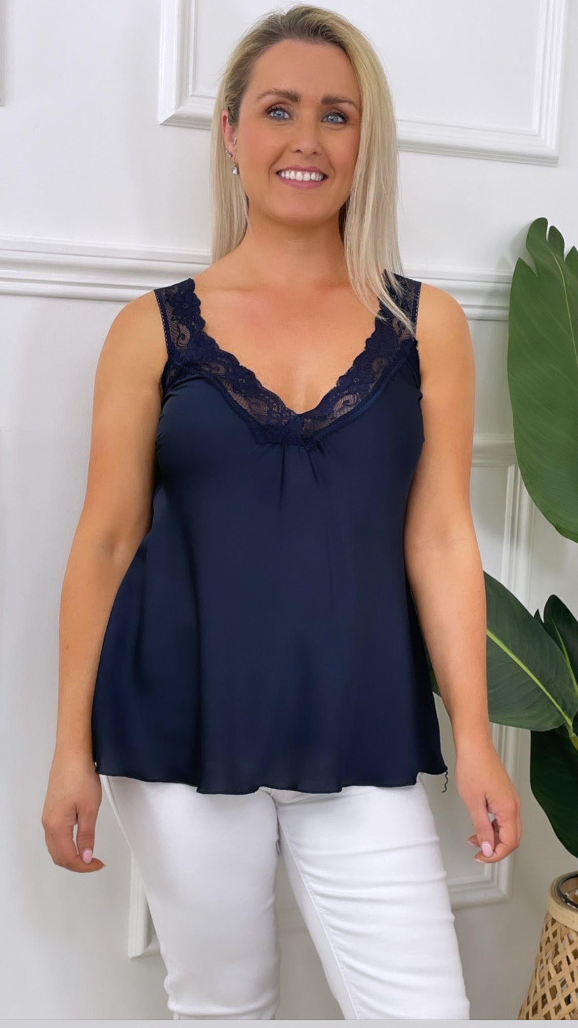 Morgana Navy Lace Trim Cami