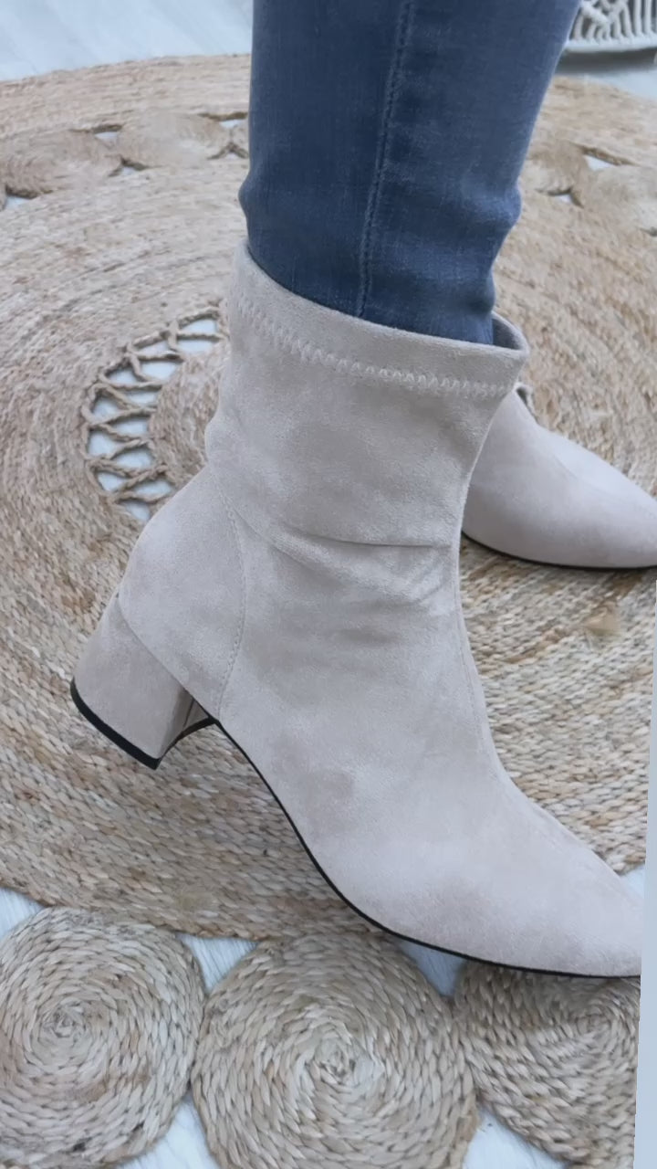 Samantha Beige Suede Ankle Boots