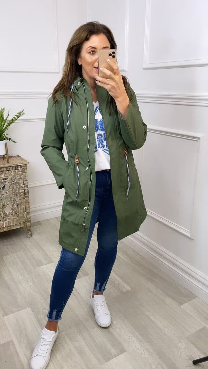 Charlotte Khaki Rain Jacket