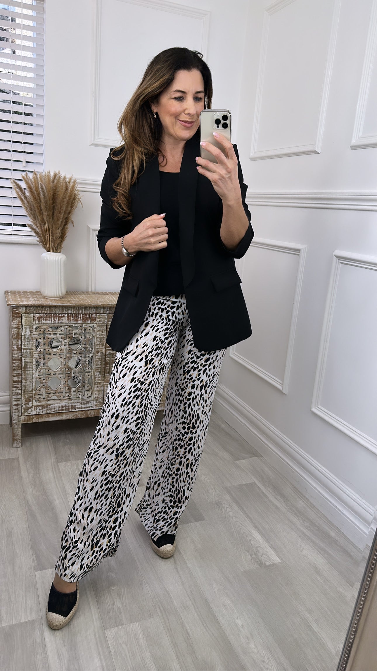 Talia Beige Leo Print Trousers