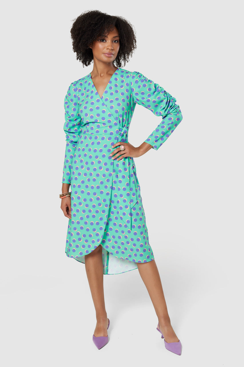 Hilary Mint Puff Sleeve Midi Dress