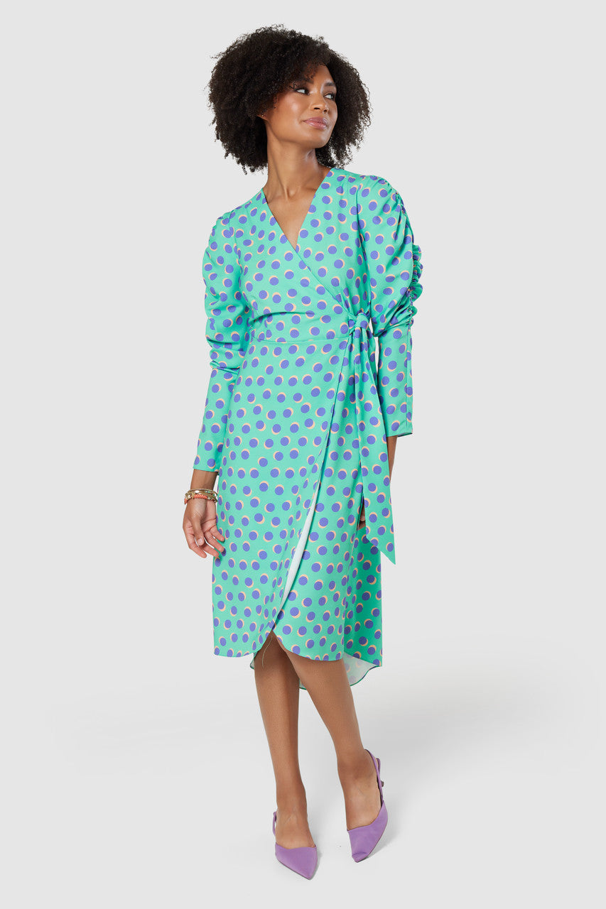 Hilary Mint Puff Sleeve Midi Dress