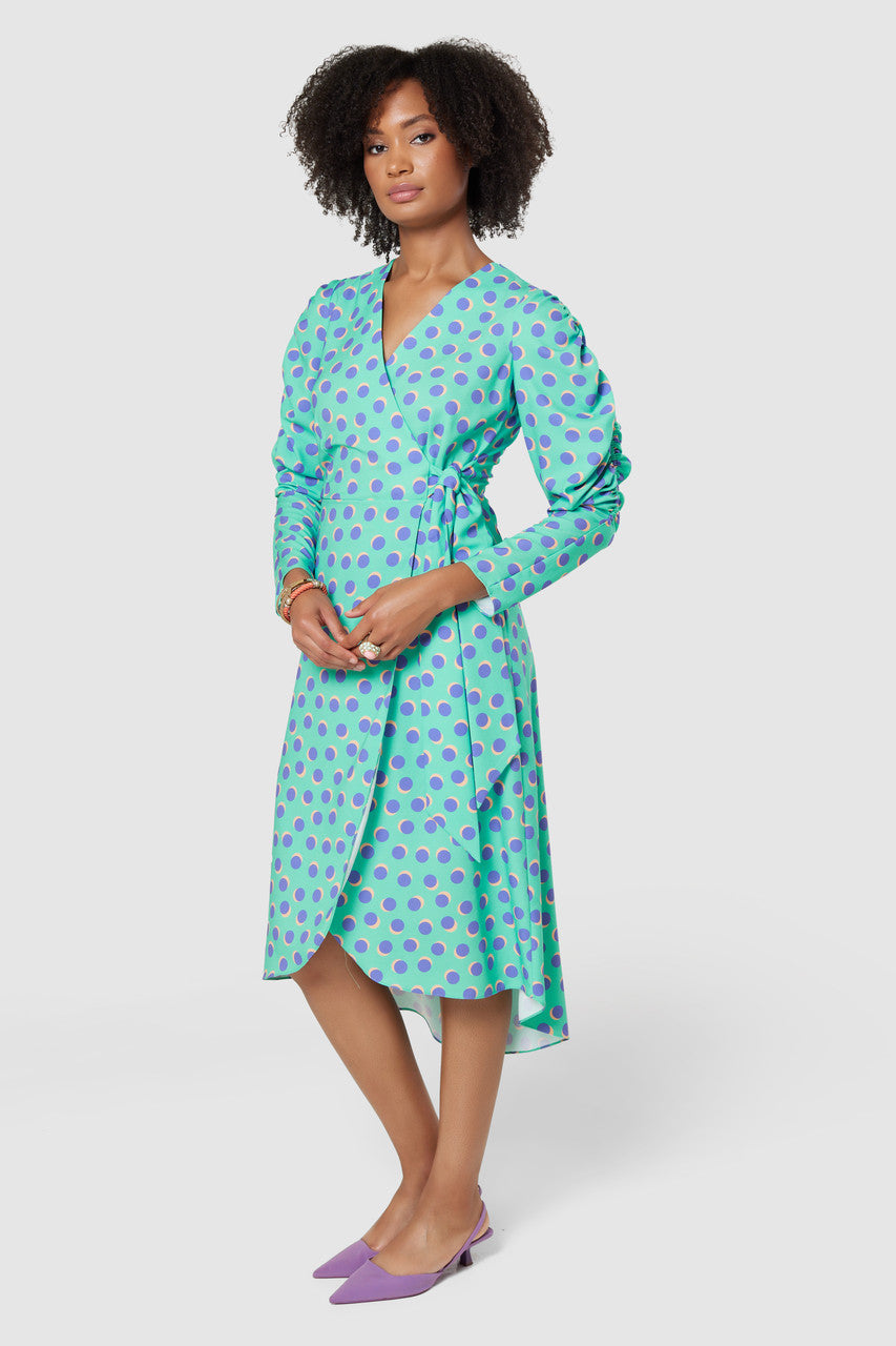 Hilary Mint Puff Sleeve Midi Dress