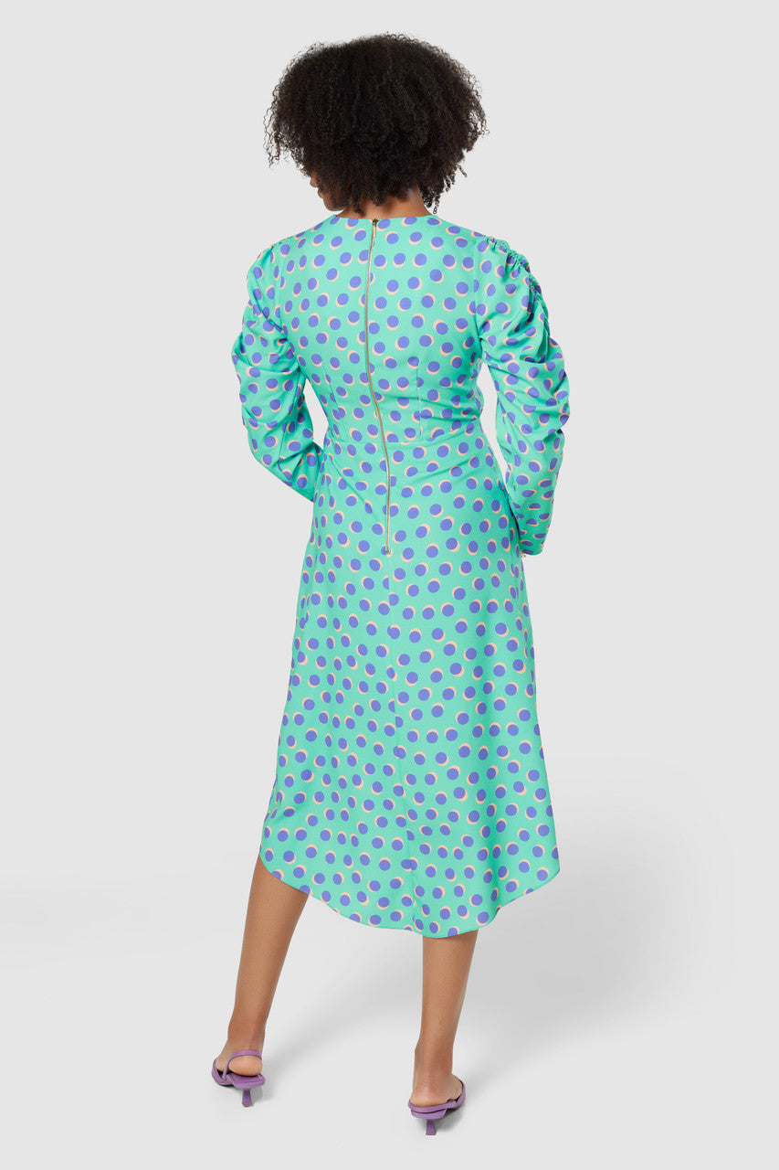 Hilary Mint Puff Sleeve Midi Dress
