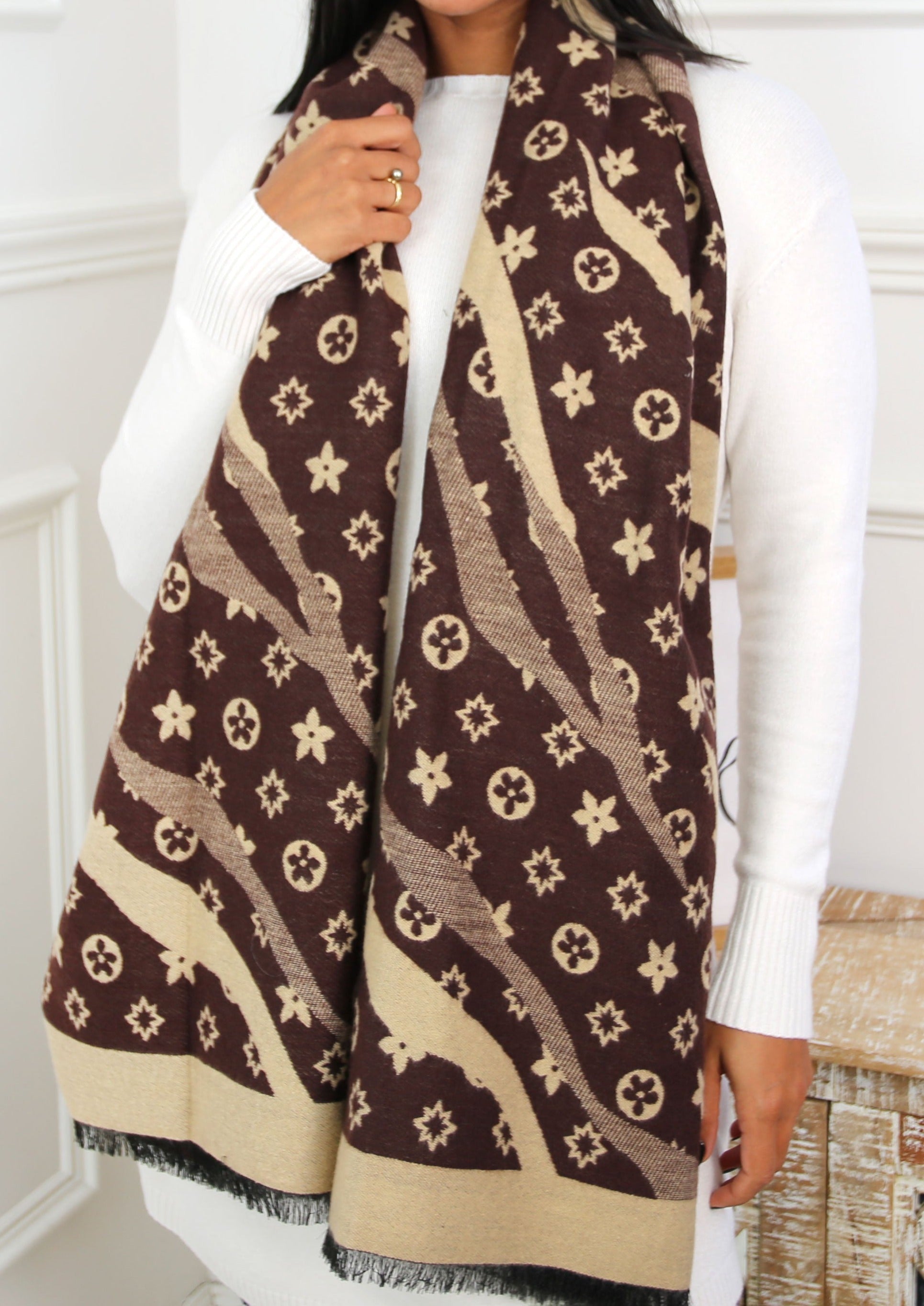 Sofia Brown Pattern Scarf