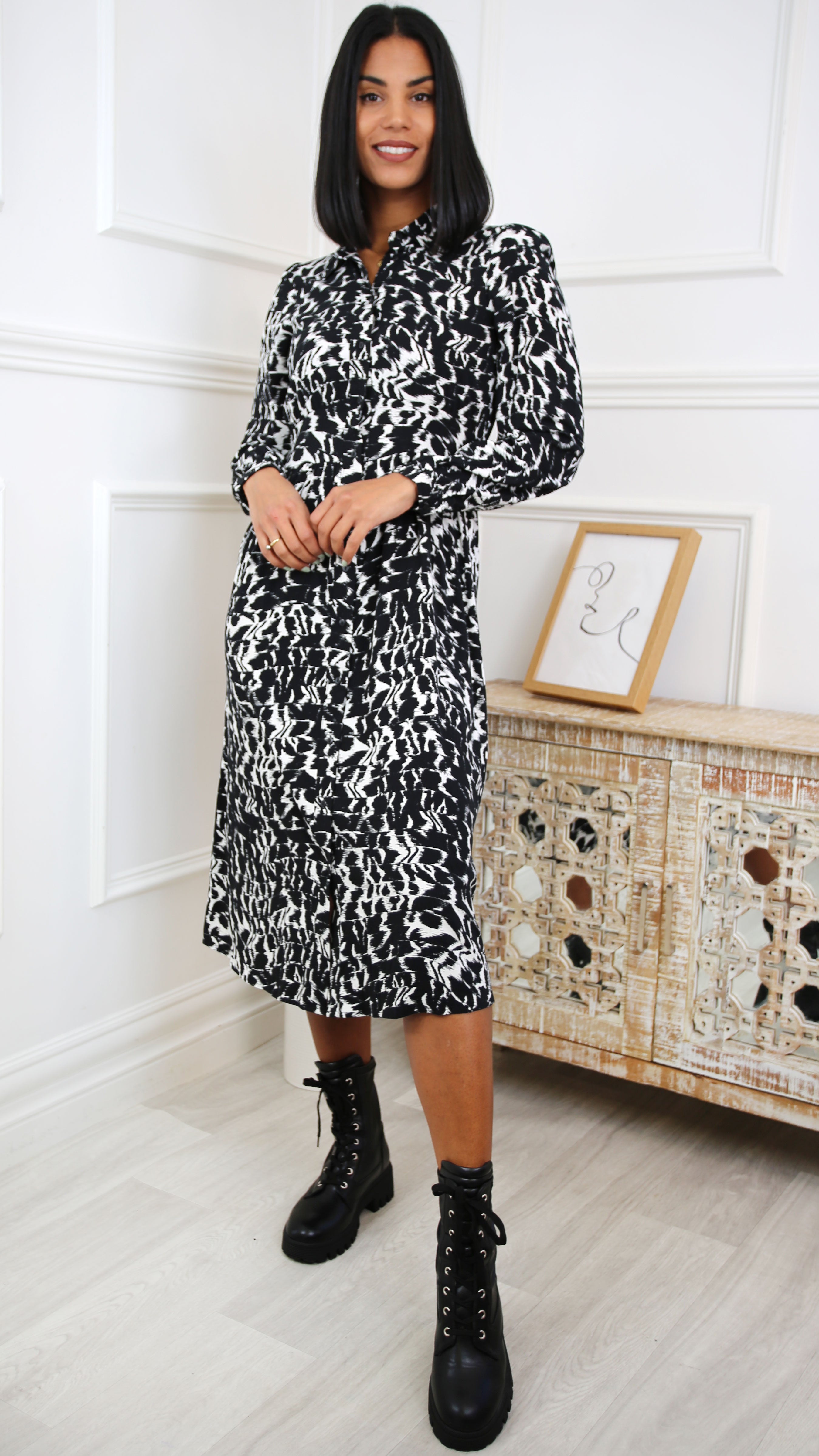 Rita Black Shirt Midi Dress