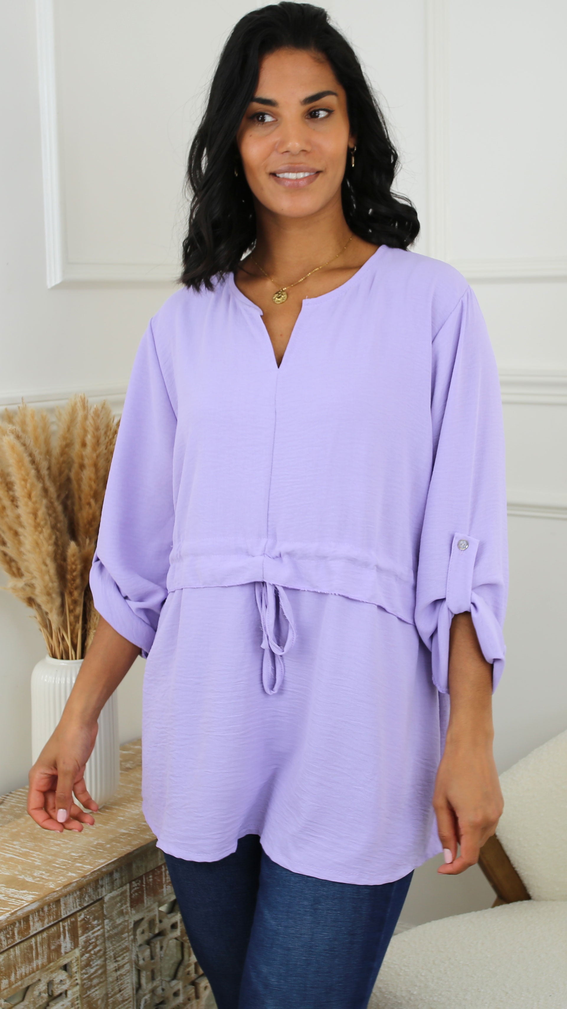 Marjorie Lilac Drawstring Waist Tunic