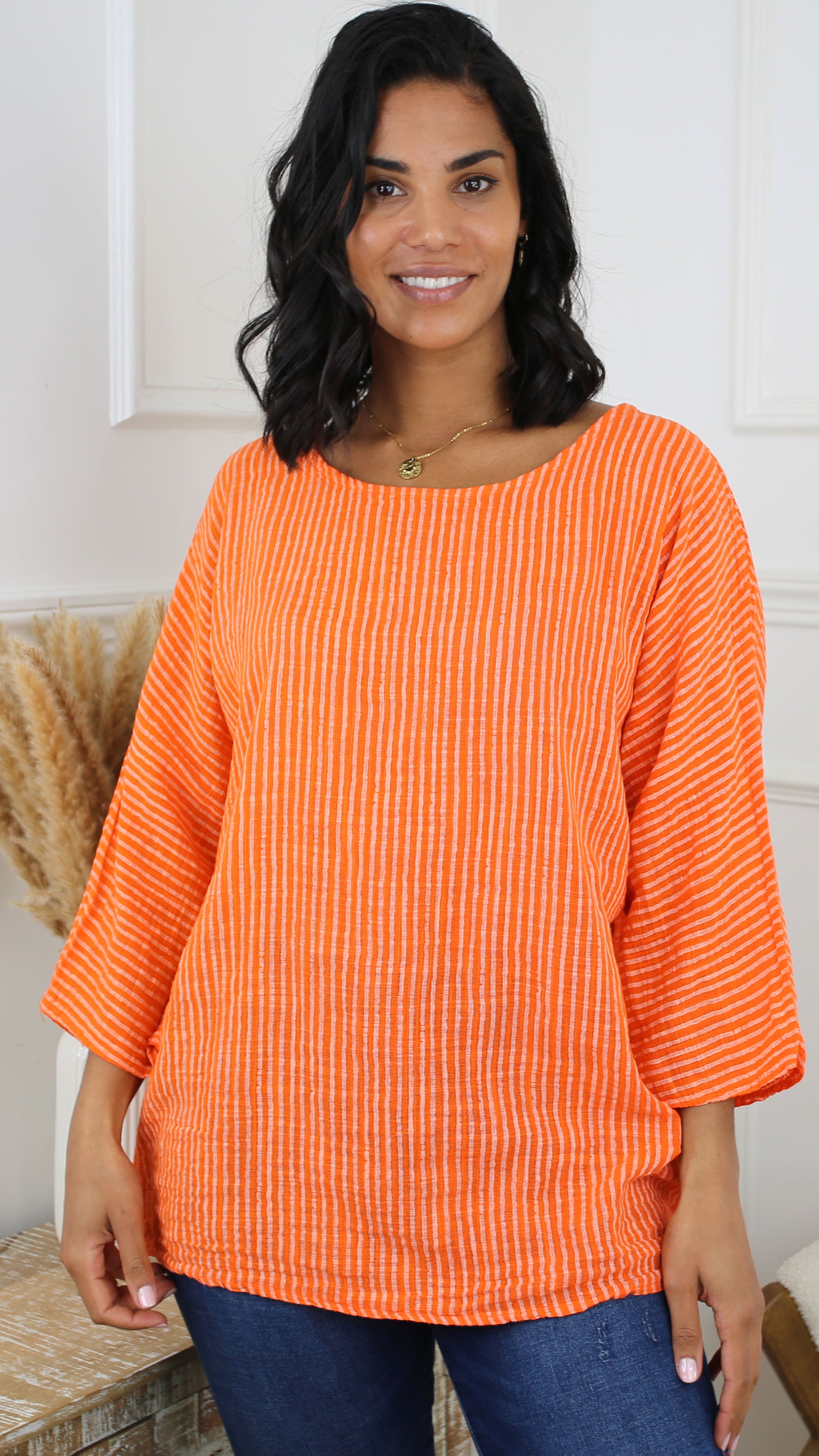 Kristen Orange Striped Top