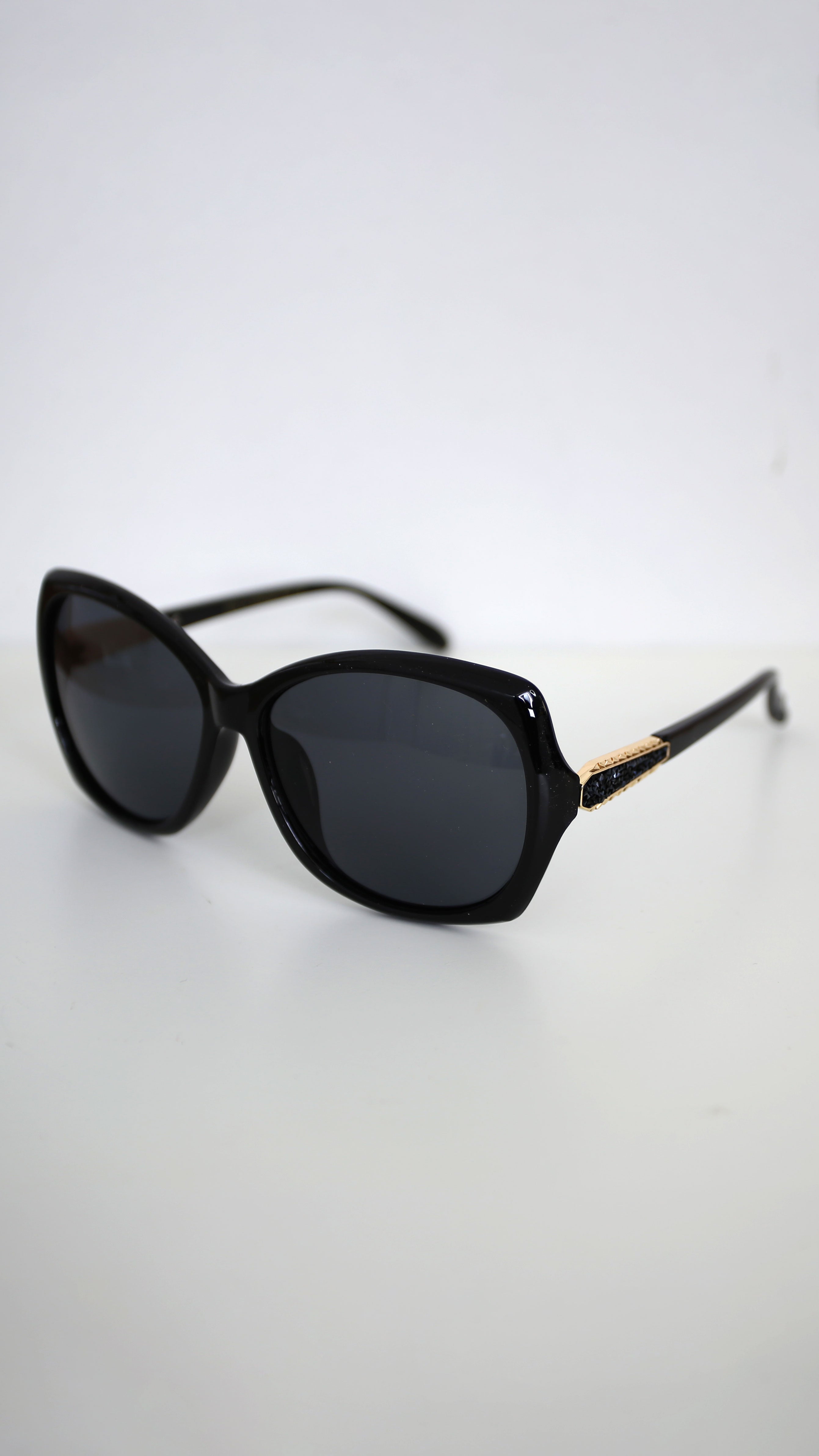 Ninette Black Embellished Temples Sunglasses