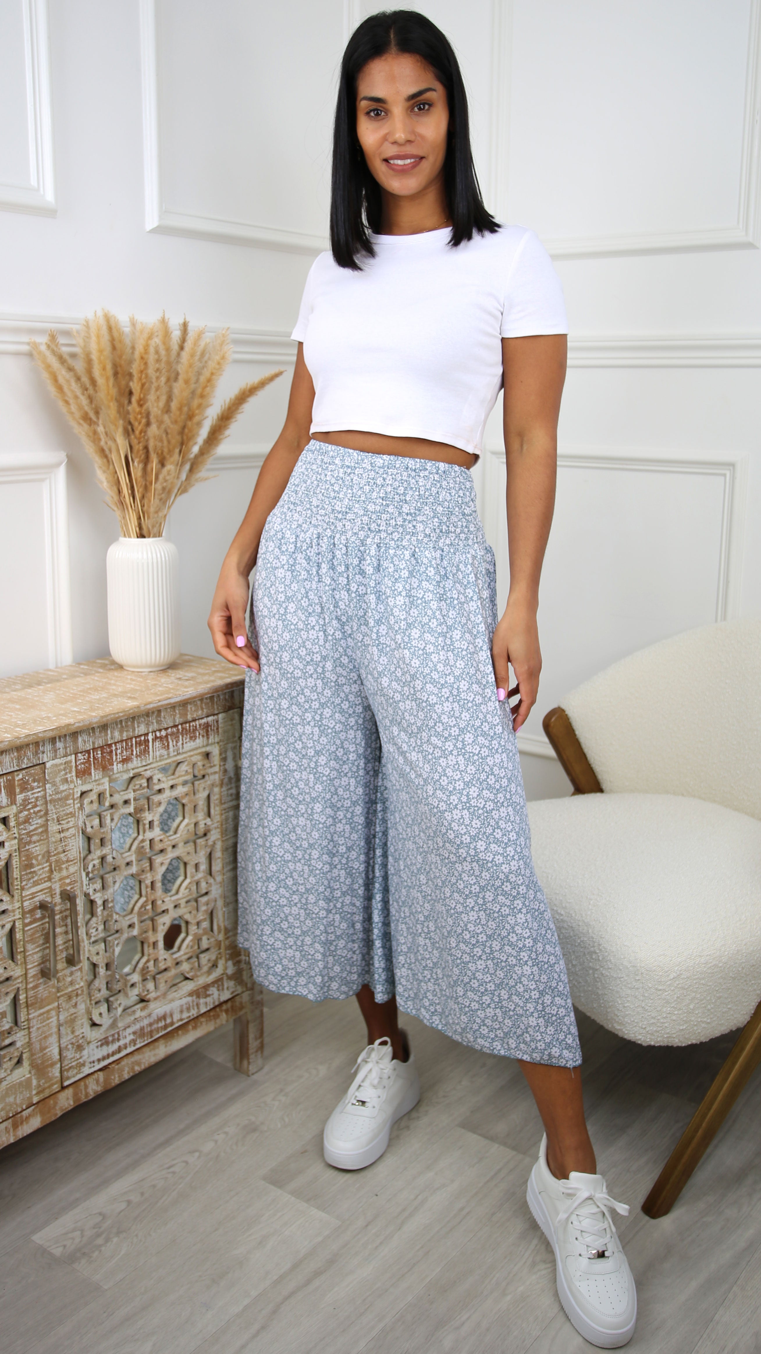 Saskia Sage Wide Leg Trousers