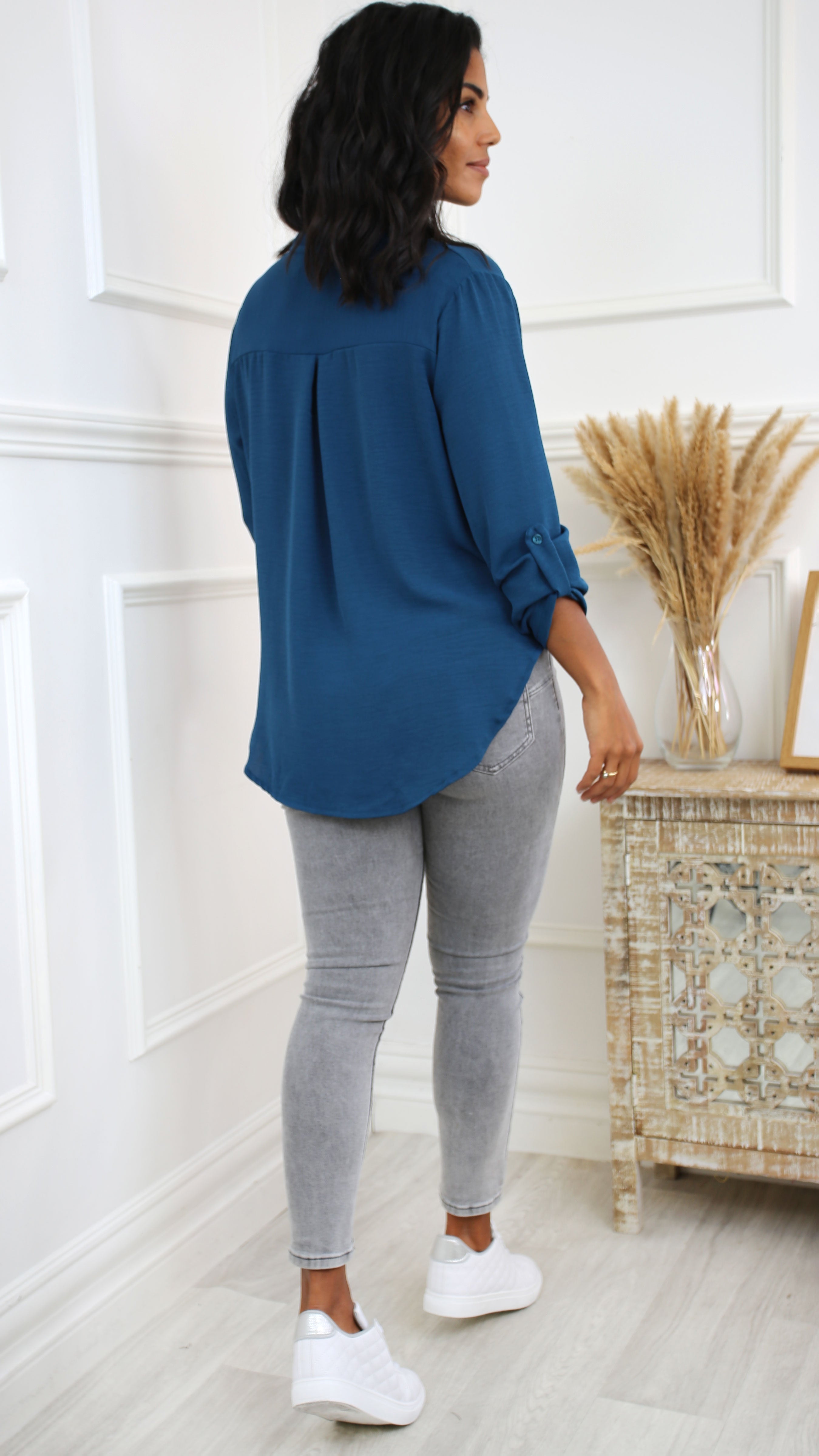 Darcy Teal Wrap Blouse