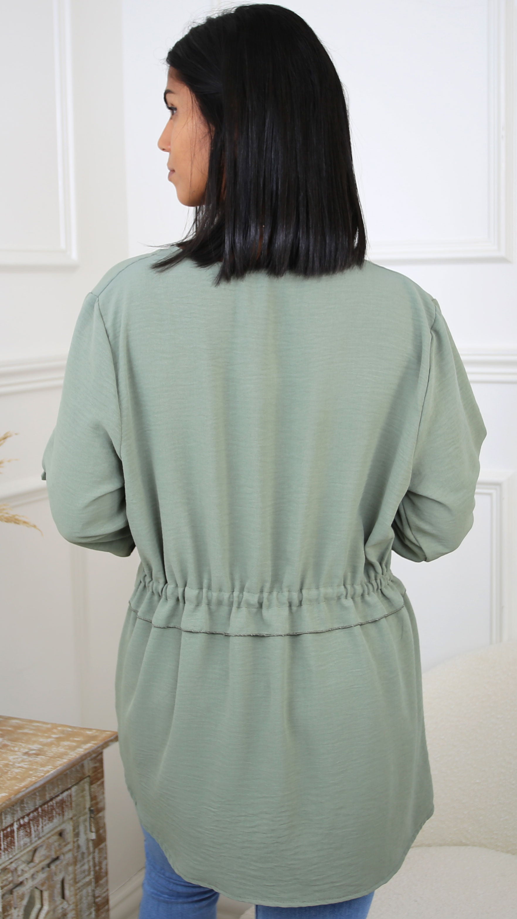 Marjorie Khaki Drawstring Waist Tunic