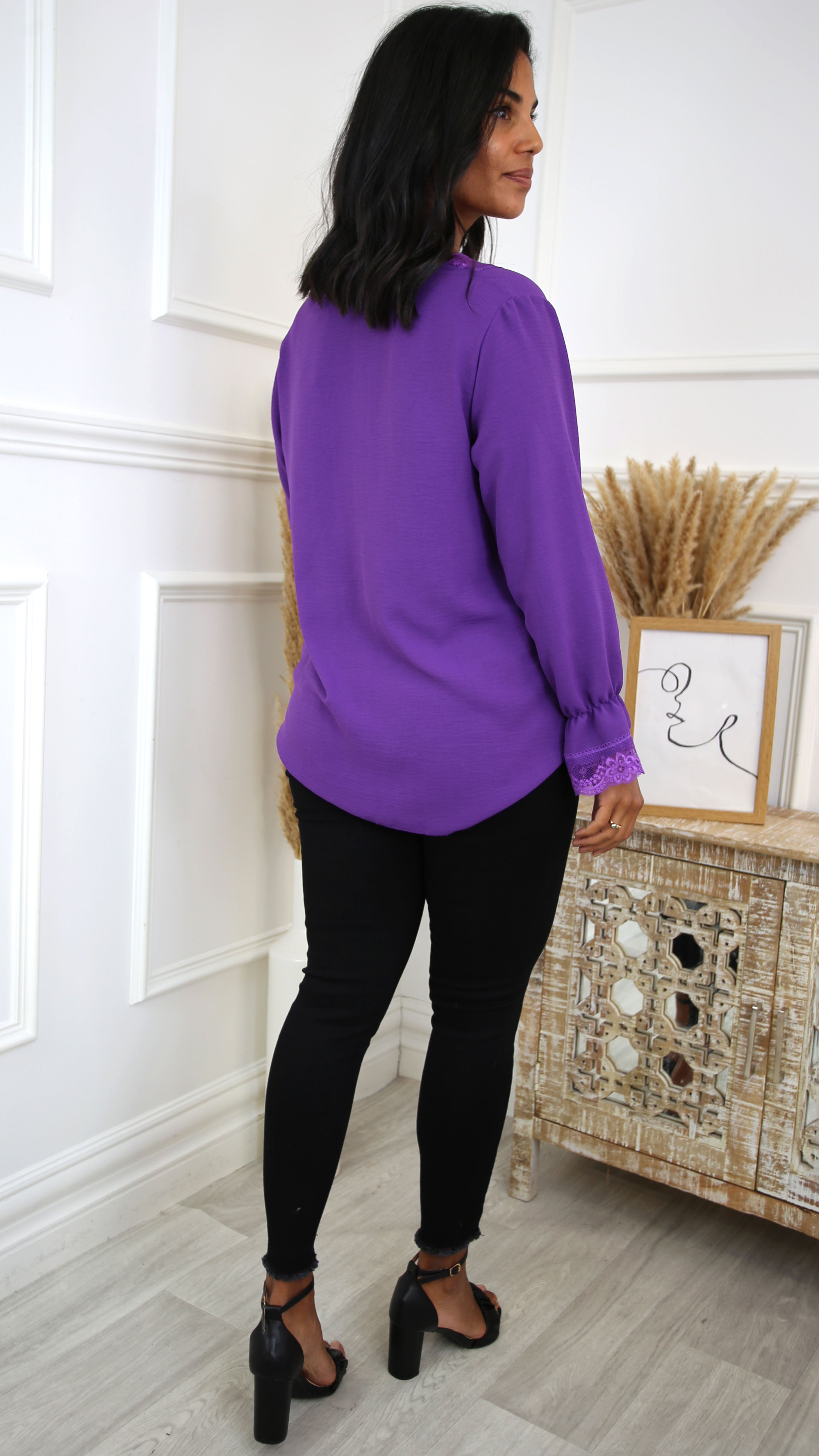 Louise Purple Lace Detail Top
