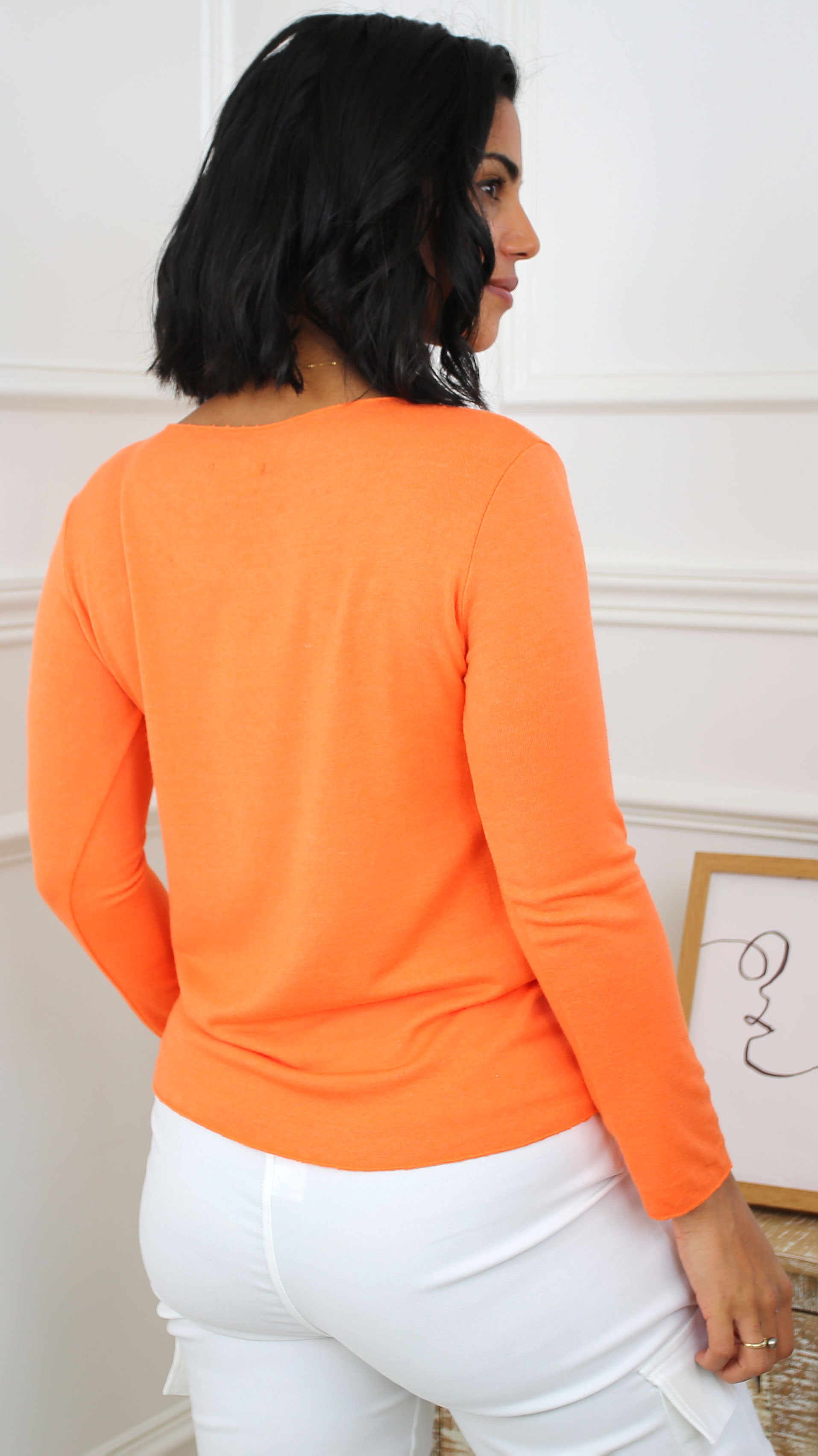 Ayda Orange Fine Knit Top