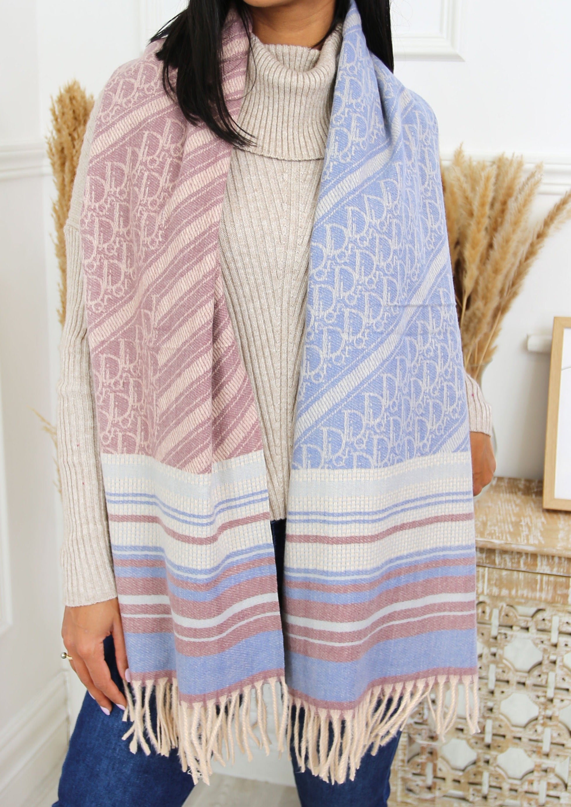 Callie Blue Pattern Scarf