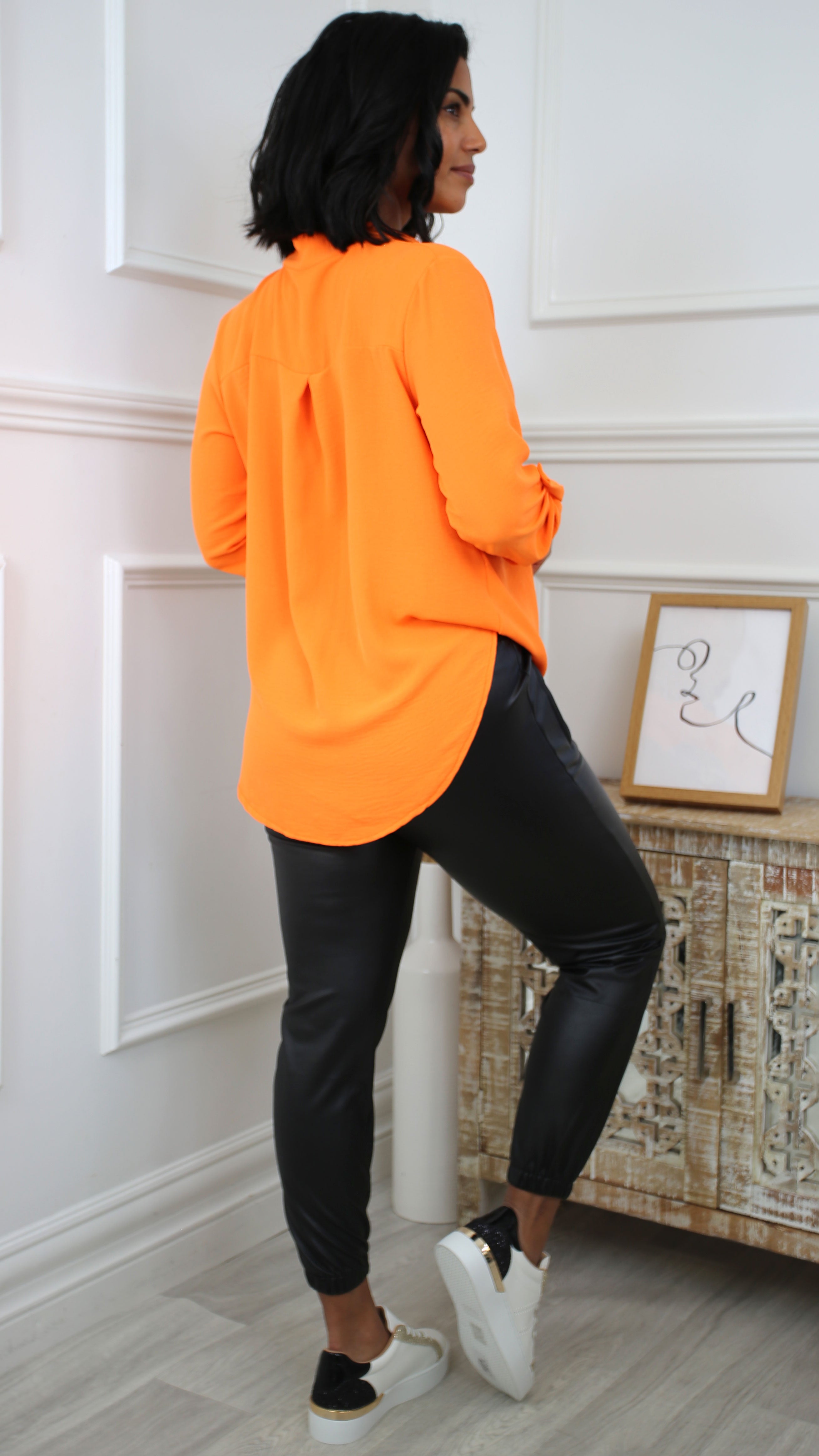 Darcy Orange Wrap Blouse